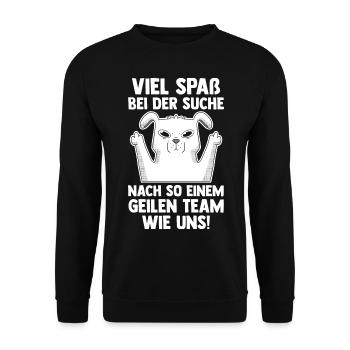 Jobwechsel Arbeit Büro Kollegen Abschiedsgeschenk - Unisex Pullover - Schwarz - Vorne - Alina (178cm) & Michal (187cm)