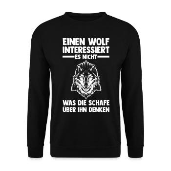 Tier Waldtier Wolf - Unisex Pullover - Schwarz - Vorne - Alina (178cm) & Michal (187cm)