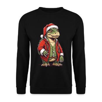 Christmas T-Rex Santa Claus Fun - Unisex Sweatshirt - black - Front - Alina (178cm) & Michal (187cm)