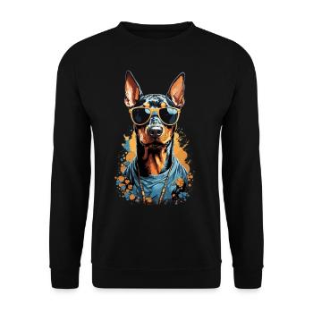 Dobermann Hund Streetwear Ästhetik Design - Unisex Pullover - Schwarz - Vorne - Alina (178cm) & Michal (187cm)