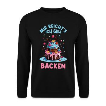 Backen Bäckerin Backkönigin Backfee Torte Kuchen - Unisex Pullover - Schwarz - Vorne - Alina (178cm) & Michal (187cm)