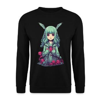 Goth Pastel démon kawaii gothique Anime fille - Sweat-shirt Unisexe - noir - Devant - Alina (178cm) & Michal (187cm)