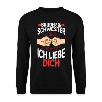 Geschwister Bruder und Schwester - Unisex Pullover - Schwarz - Vorne - Alina (178cm) & Michal (187cm)