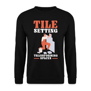 Tiler Tiler Profession Floor Layer Tile - Unisex Sweatshirt - black - Front - Alina (178cm) & Michal (187cm)