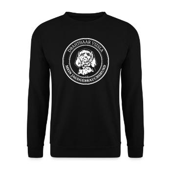 Drahthaar Vizsla Jagdgebrauchshund Hunde Wilsigns - Unisex Pullover - Schwarz - Vorne - Alina (178cm) & Michal (187cm)
