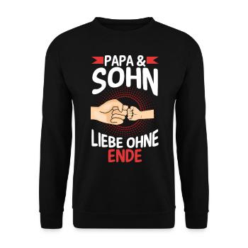 Papa Sohn Vater Familie Geschenk - Unisex Pullover - Schwarz - Vorne - Alina (178cm) & Michal (187cm)