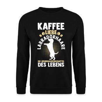 Kaffee Hund Labrador - Unisex Pullover - Schwarz - Vorne - Alina (178cm) & Michal (187cm)