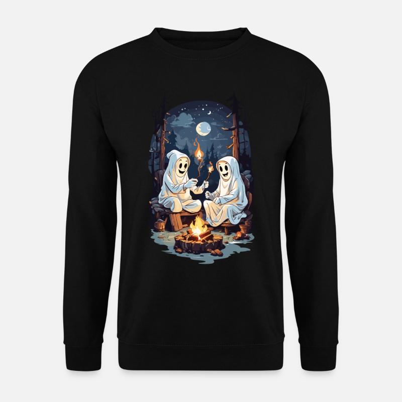 Funny Halloween Ghosts Grilling Campfire - Unisex Sweatshirt - black
