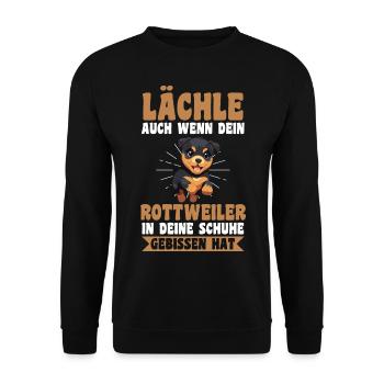 Hund Rottweiler - Unisex Pullover - Schwarz - Vorne - Alina (178cm) & Michal (187cm)