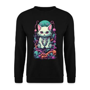 Chat Pastel Goth dans la conception de Look E-Girl - Sweat-shirt Unisexe - noir - Devant - Alina (178cm) & Michal (187cm)