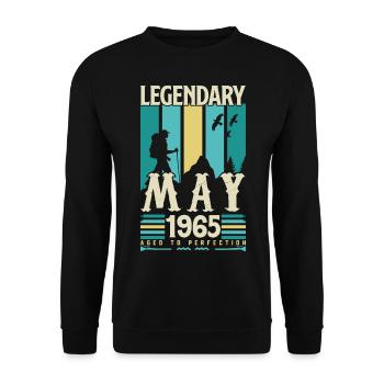 cadeau Anniversaire Mai 1965, Vintage mai 1965. - Sweat-shirt Unisexe - noir - Devant - Alina (178cm) & Michal (187cm)