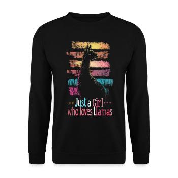 Llama Alpaca Vintage Just a Girl who loves Llamas - Unisex Sweatshirt - black - Front - Alina (178cm) & Michal (187cm)