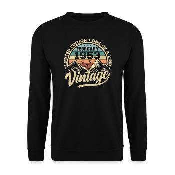 Februar 1953 Jahrgang Retro, Februar 1953 Geschenk - Unisex Pullover - Schwarz - Vorne - Alina (178cm) & Michal (187cm)
