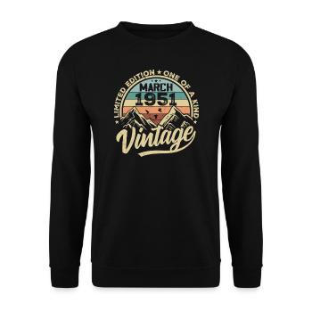 Mars 1951 Anniversaire - Né en mars 1951 - Sweat-shirt Unisexe - noir - Devant - Alina (178cm) & Michal (187cm)
