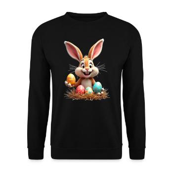 Easter Bunny, Easter Egg, Easter Funny, Cute - Unisex Sweatshirt - black - Front - Alina (178cm) & Michal (187cm)