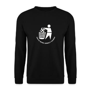 Halte Deine Umwelt Sauber - Unisex Pullover - Schwarz - Vorne - Alina (178cm) & Michal (187cm)