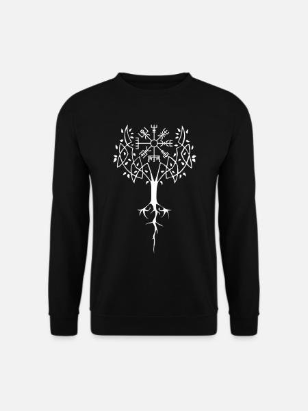 Weißer Baum des Lebens und Wikingerkompass - Unisex Pullover - Schwarz