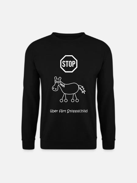 überfährt stoppschild, Stopptafel Pferd mit Rädern - Unisex Pullover - Schwarz