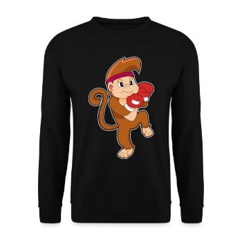 Monkey Boxer Boxing Gloves Boxing - Unisex Sweatshirt - black - Front - Alina (178cm) & Michal (187cm)