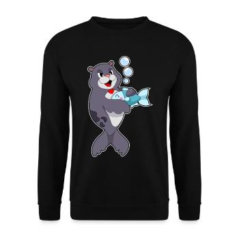 Poisson phoque - Sweat-shirt Unisexe - noir - Devant - Alina (178cm) & Michal (187cm)