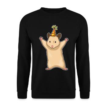 Chapeau de fête d’anniversaire de hamster - Sweat-shirt Unisexe - noir - Devant - Alina (178cm) & Michal (187cm)