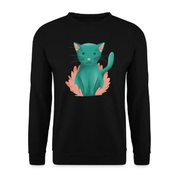 Süße Kätzchenkatze und Natur - Unisex Pullover - Schwarz - Vorne - Alina (178cm) & Michal (187cm)