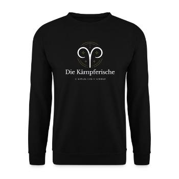 Widder Sternzeichen Logo Widder - Unisex Pullover - Schwarz - Vorne - Alina (178cm) & Michal (187cm)