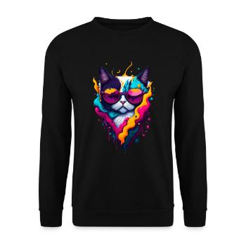 Niedliche abstrakte Katze - Unisex Pullover - Schwarz - Vorne - Alina (178cm) & Michal (187cm)