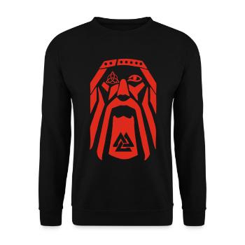 Wikingerkrieger (rot) - Unisex Pullover - Schwarz - Vorne - Alina (178cm) & Michal (187cm)