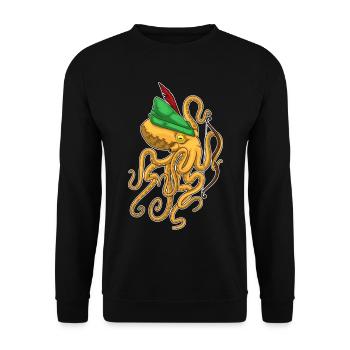 Krake Bogenschütze Bogen - Unisex Pullover - Schwarz - Vorne - Alina (178cm) & Michal (187cm)