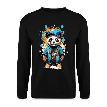 Panda Bear - Unisex Sweatshirt - black - Front - Alina (178cm) & Michal (187cm)