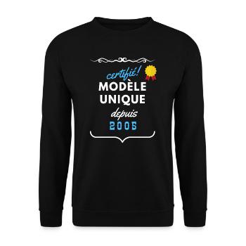 certifié modèle unique depuis 2005 - Sweat-shirt Unisexe - noir - Devant - Alina (178cm) & Michal (187cm)