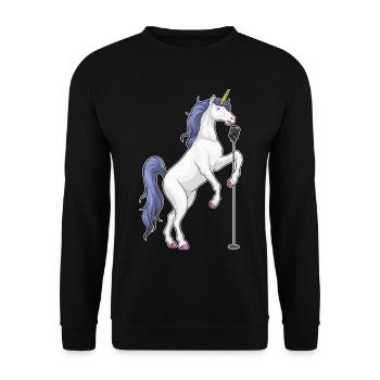 Chant du micro du chanteur licorne - Sweat-shirt Unisexe - noir - Devant - Alina (178cm) & Michal (187cm)