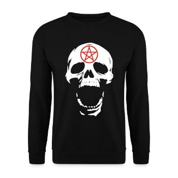 Crâne blanc et pentagramme rouge - Sweat-shirt Unisexe - noir - Devant - Alina (178cm) & Michal (187cm)