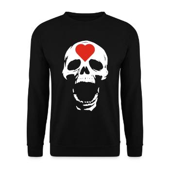 The White Skull and the Heart - Unisex Sweatshirt - black - Front - Alina (178cm) & Michal (187cm)