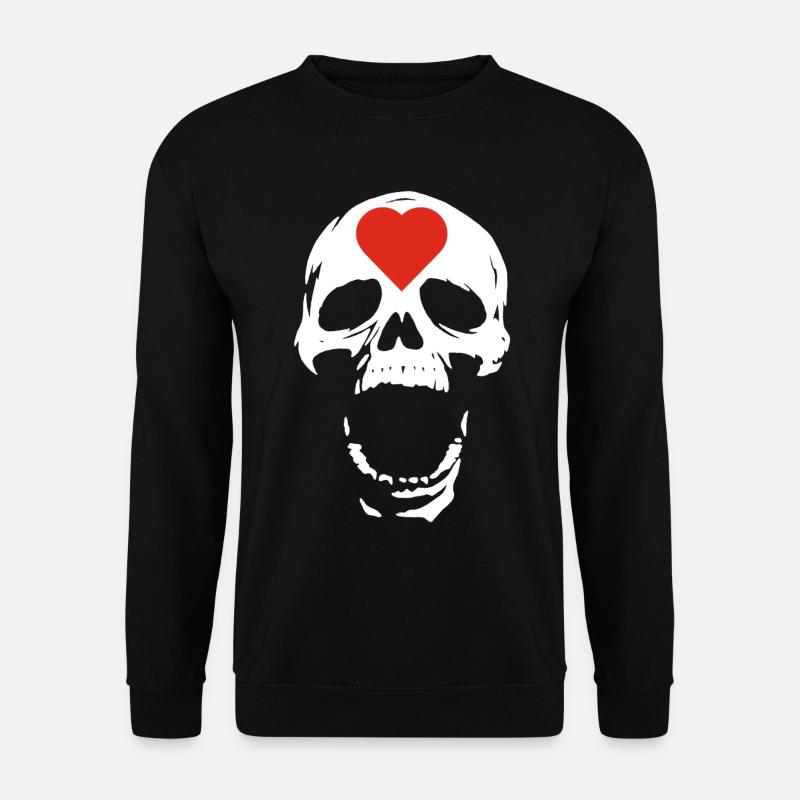 Der weiße Schädel und das Herz - Unisex Pullover - Schwarz