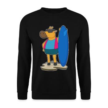 Giraffe Surfing Surfboard Summer - Unisex Sweatshirt - black - Front - Alina (178cm) & Michal (187cm)