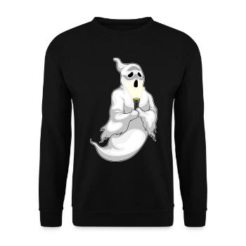Ghost Halloween Flashlight - Unisex Sweatshirt - black - Front - Alina (178cm) & Michal (187cm)