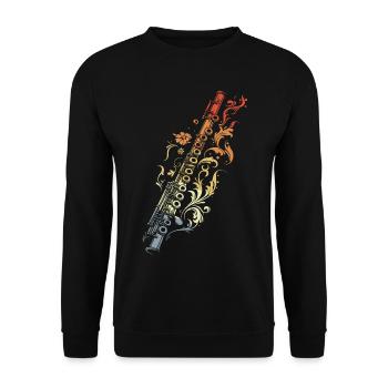 Flute Graphic Retro Style - Unisex Sweatshirt - black - Front - Alina (178cm) & Michal (187cm)
