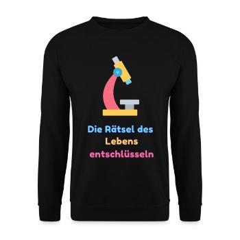 Die Rätsel des Lebens entschlüsseln - Unisex Pullover - Schwarz - Vorne - Alina (178cm) & Michal (187cm)