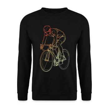 Vintage Fahrradfahrer Line Art - Unisex Pullover - Schwarz - Vorne - Alina (178cm) & Michal (187cm)