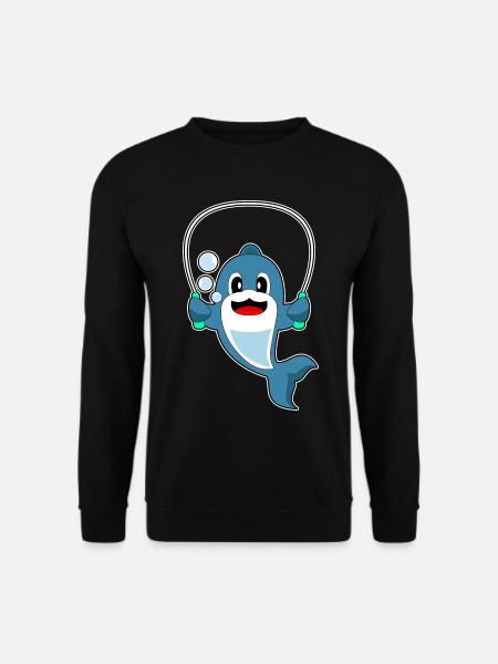 Delfin Seilspringen Springseil Fitness - Unisex Pullover - Schwarz