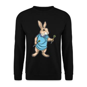 Hase Dart Dartpfeil - Unisex Pullover - Schwarz - Vorne - Alina (178cm) & Michal (187cm)