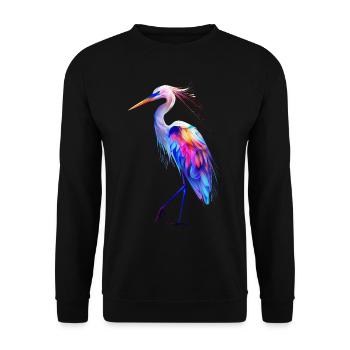 Reiher Vogel - Unisex Pullover - Schwarz - Vorne - Alina (178cm) & Michal (187cm)