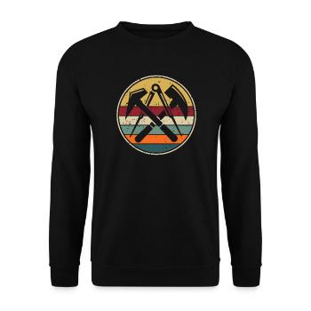 Dachdecker Zunftzeichen Dachdeckermeister - Unisex Pullover - Schwarz - Vorne - Alina (178cm) & Michal (187cm)
