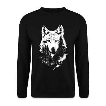 Wolf Face Forest Silhouette - Unisex Sweatshirt - black - Front - Alina (178cm) & Michal (187cm)
