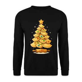 Pierogi Weihnachtsbaum Polnische Weihnachten - Unisex Pullover - Schwarz - Vorne - Alina (178cm) & Michal (187cm)