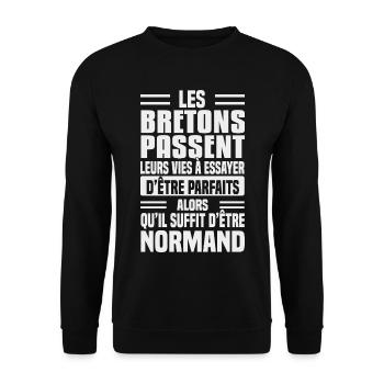 Humour Normand contre Breton - Sweat-shirt Unisexe - noir - Devant - Alina (178cm) & Michal (187cm)