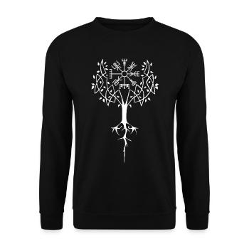 Runic Tree of Life (White) - Unisex Sweatshirt - black - Front - Alina (178cm) & Michal (187cm)