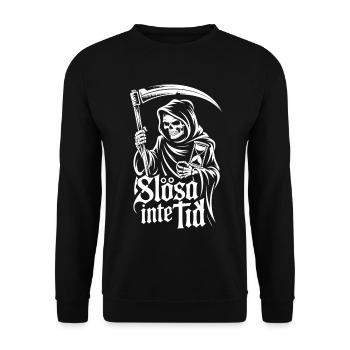 Engel der Todesuhr – Verschwende keine Zeit - Unisex Pullover - Schwarz - Vorne - Alina (178cm) & Michal (187cm)